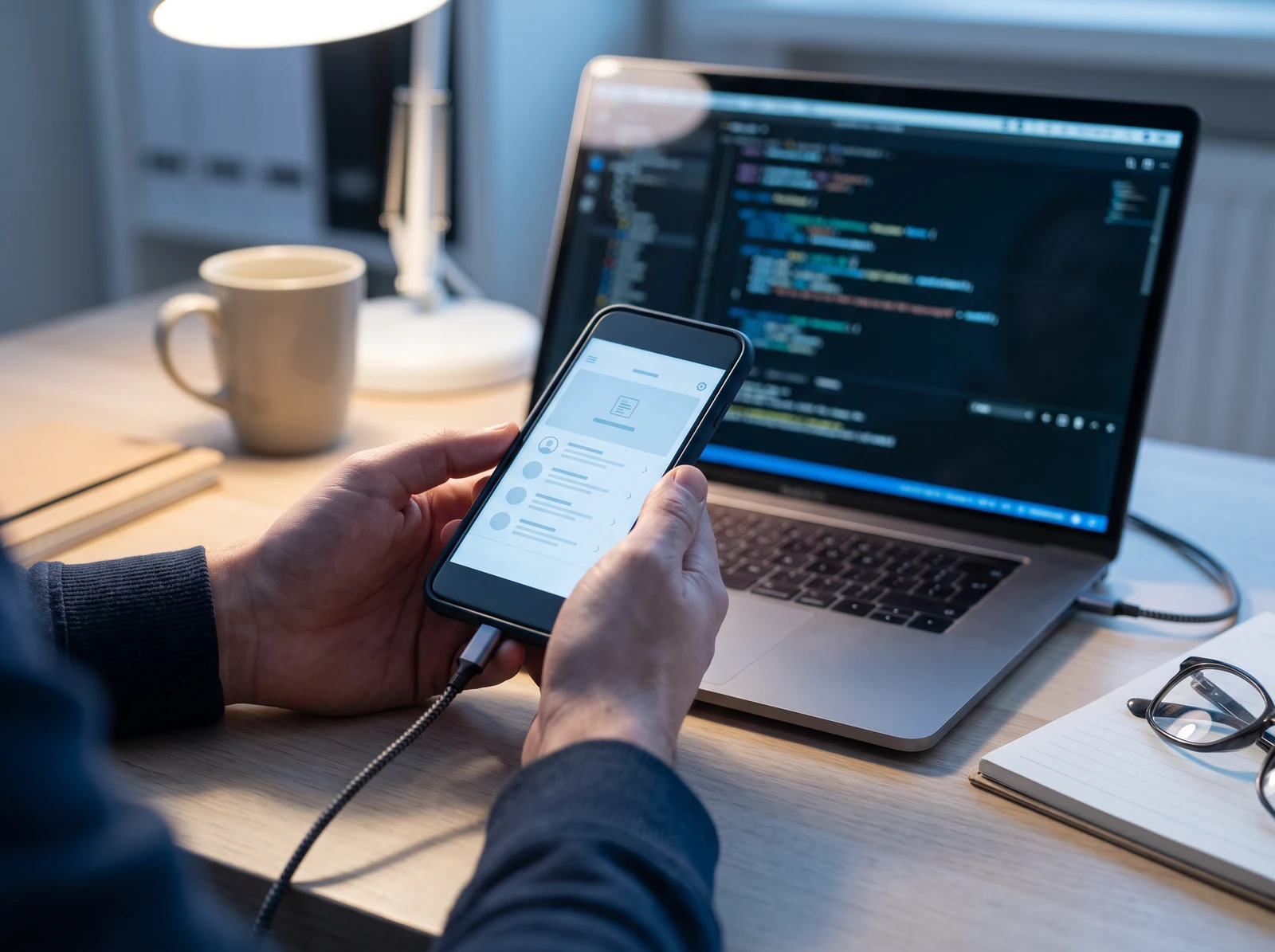 A close view of a mobile interface sketch