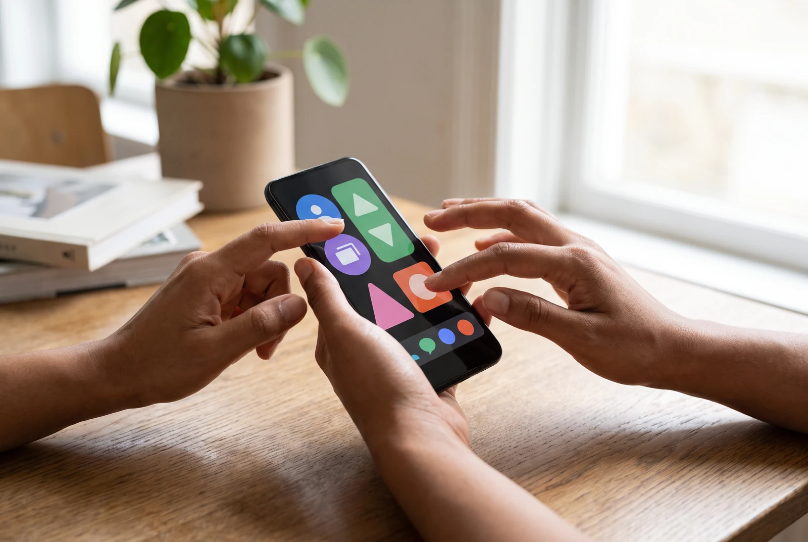 A mobile prototype in use at a table